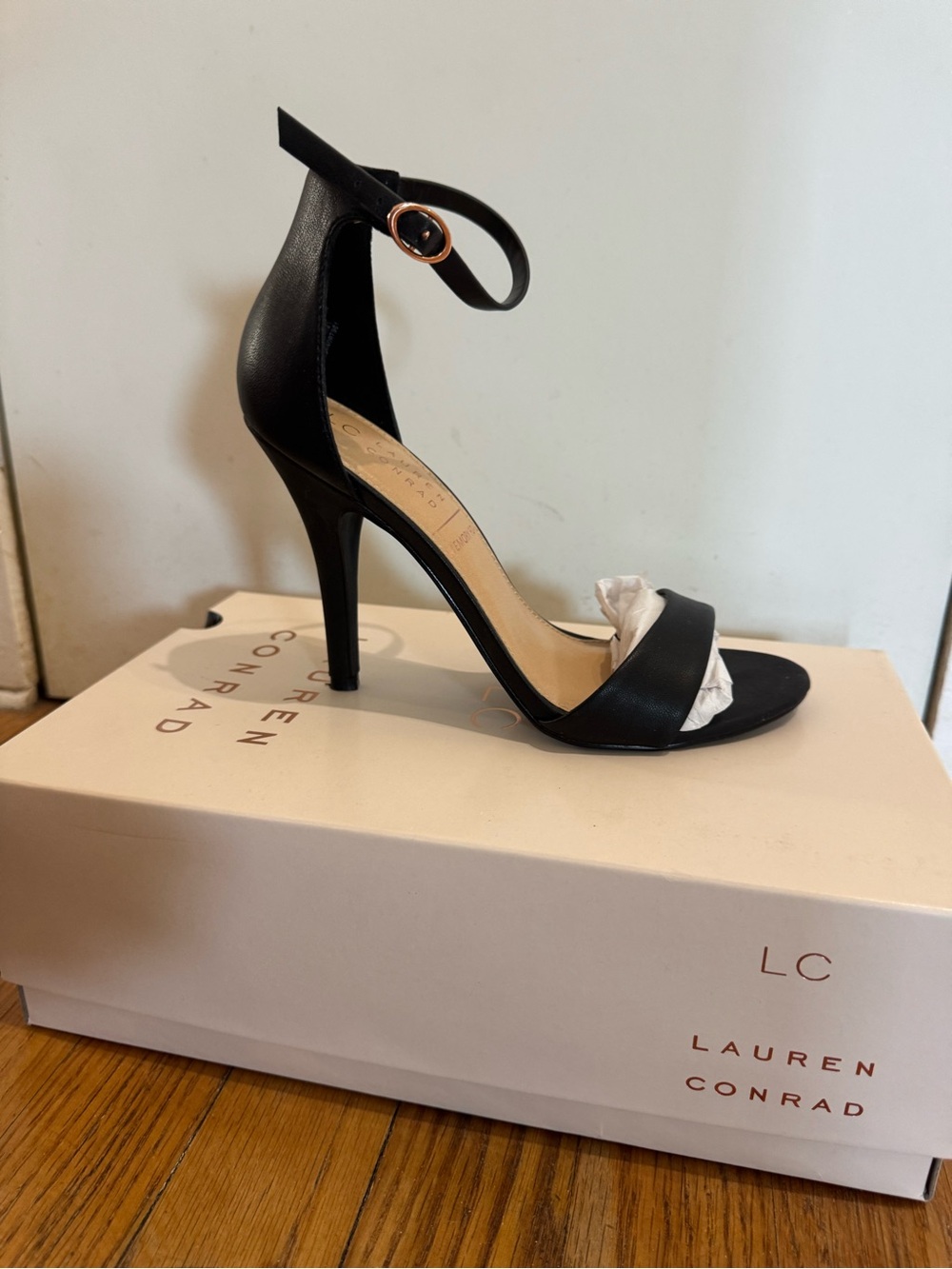 LC Lauren Conrad Hematite two piece open Dress Sandals 6.5